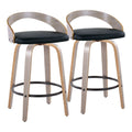 Grotto - Mid Century Modern Fixed Height Counter Stool with Swivel with Round Footrest (Set of 2)