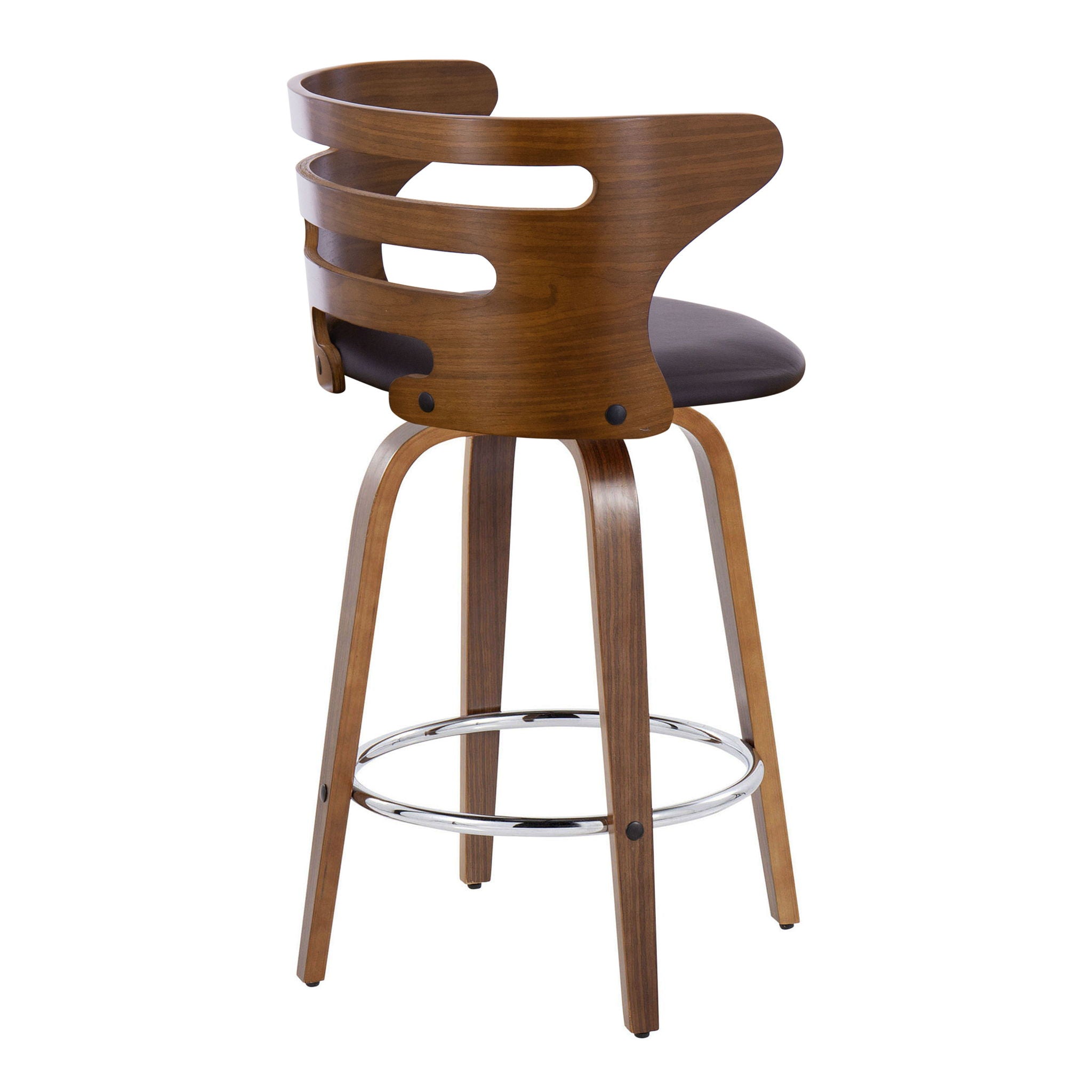 Cosini - Mid Century Modern Fixed Height Barstool with Swivel with Round Footrest (Set of 2)
