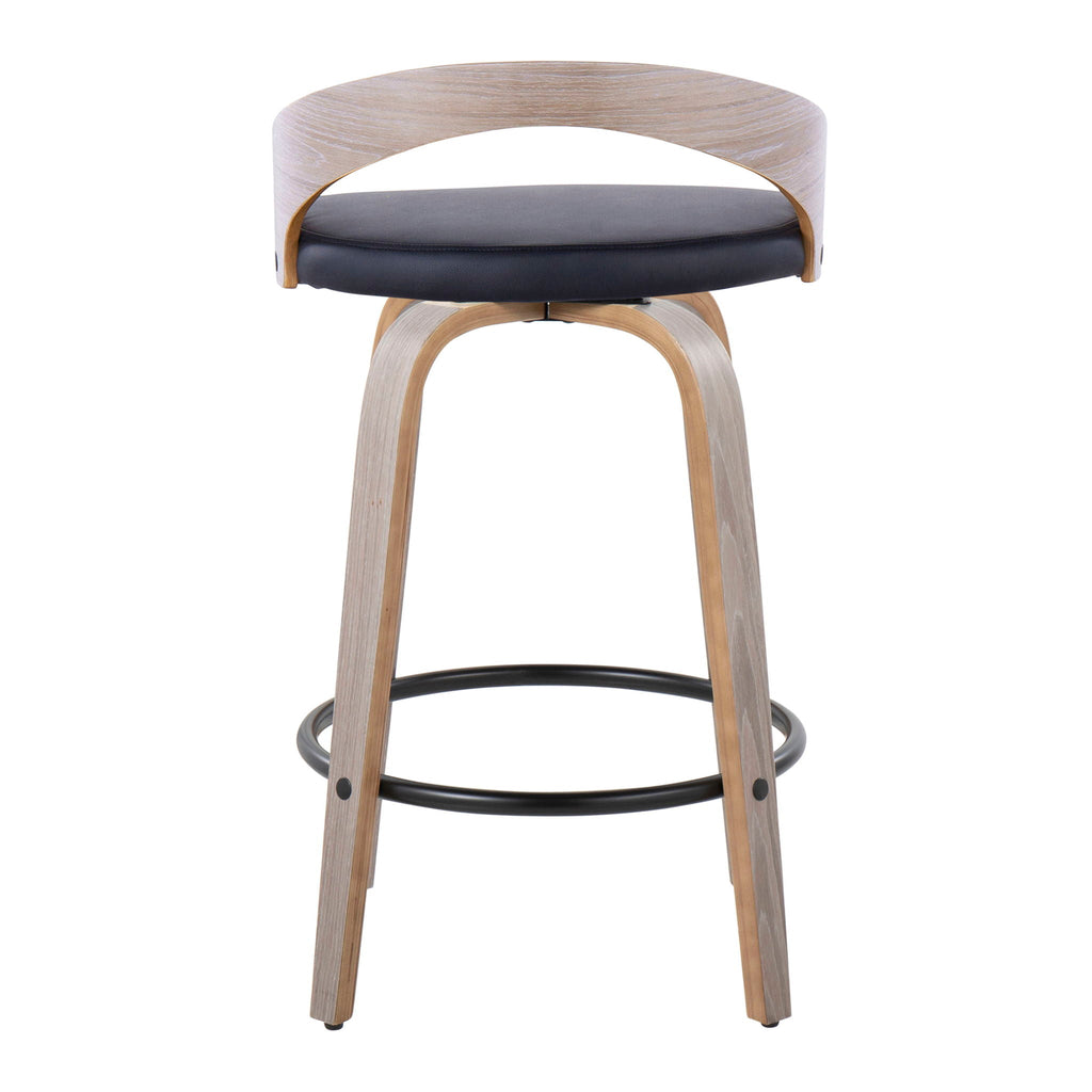 Grotto - Mid Century Modern Fixed Height Counter Stool with Swivel with Round Footrest (Set of 2)