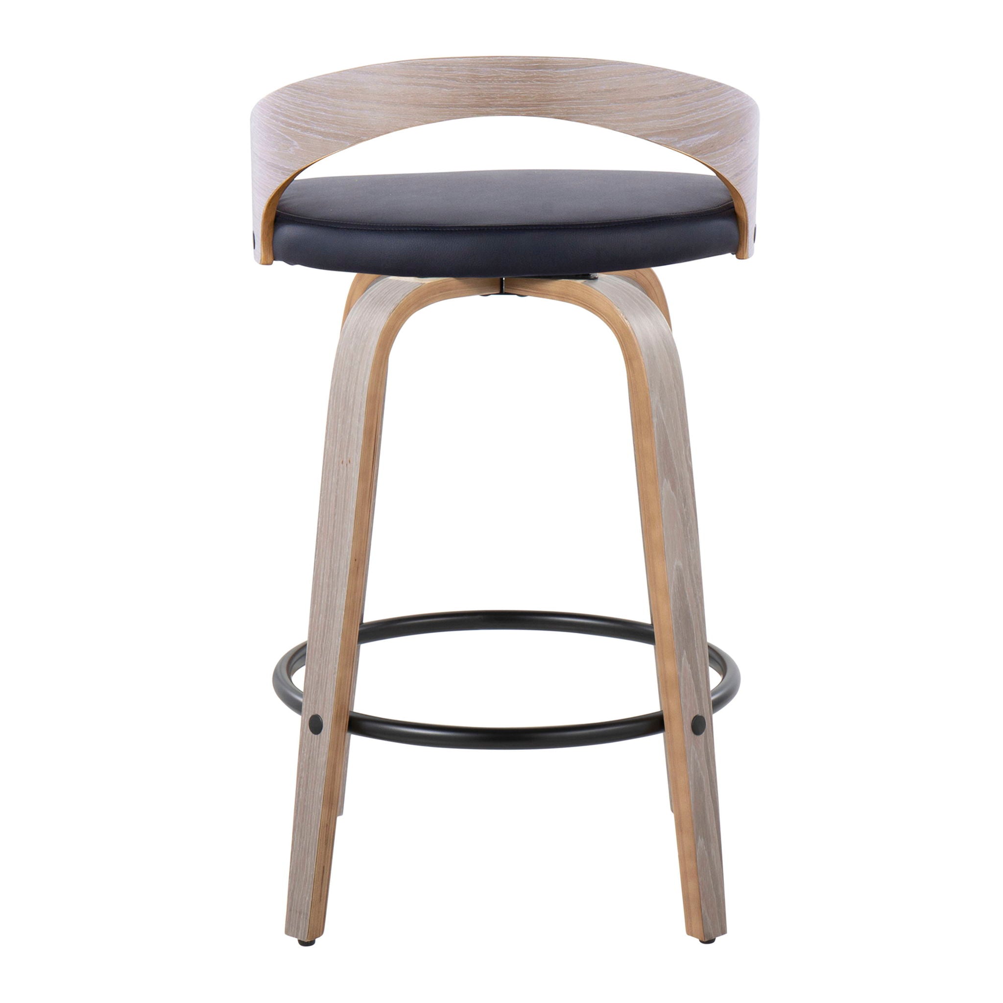 Grotto - Mid Century Modern Fixed Height Counter Stool with Swivel with Round Footrest (Set of 2)