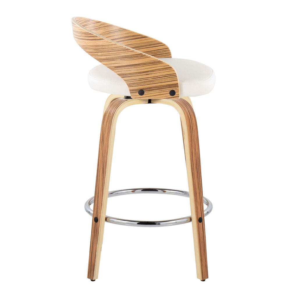 Grotto - Mid Century Modern Fixed Height Counter Stool with Swivel with Round Footrest (Set of 2)