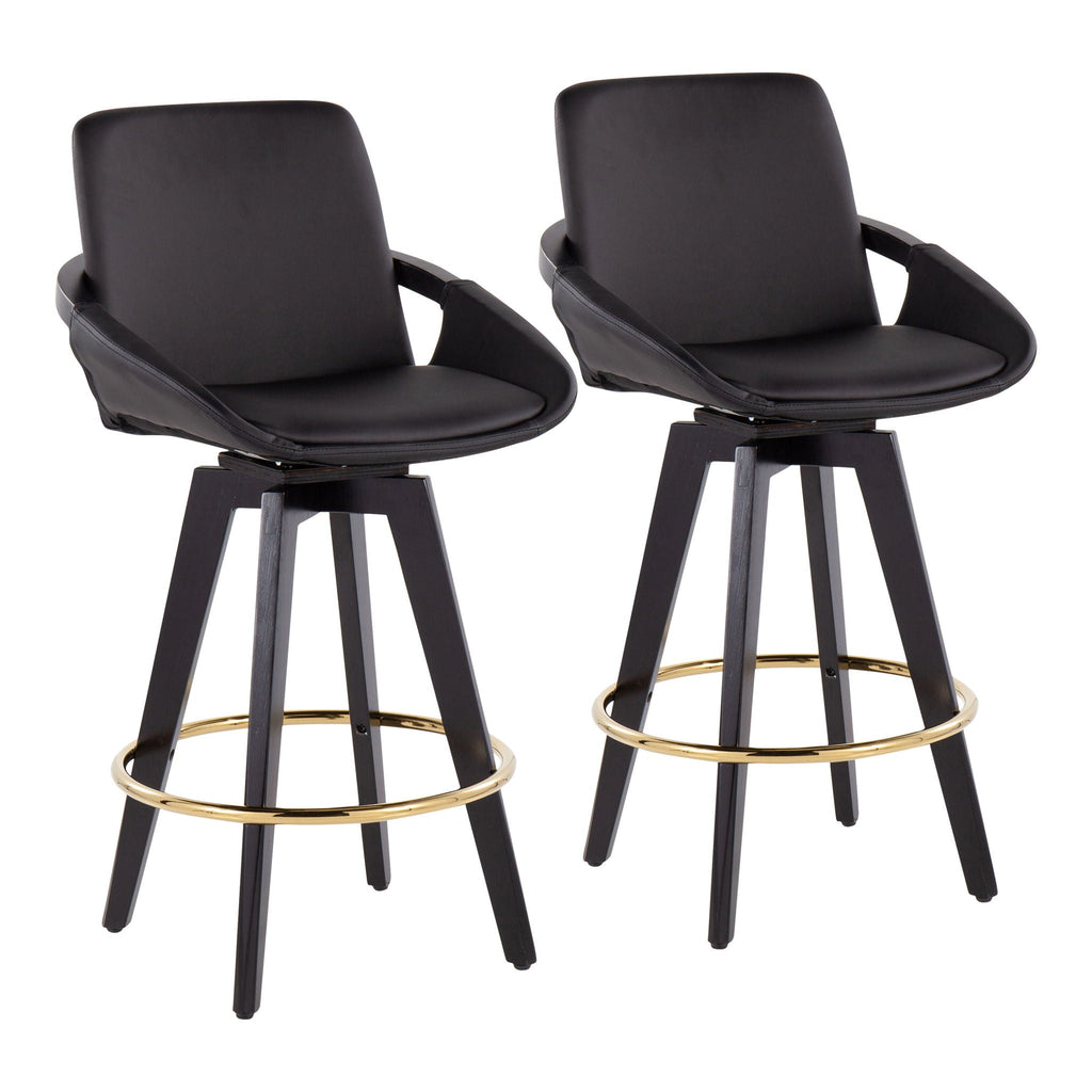 Cosmo - Contemporary Fixed Height Counter Stool with Swivel with Round Footrest (Set of 2)
