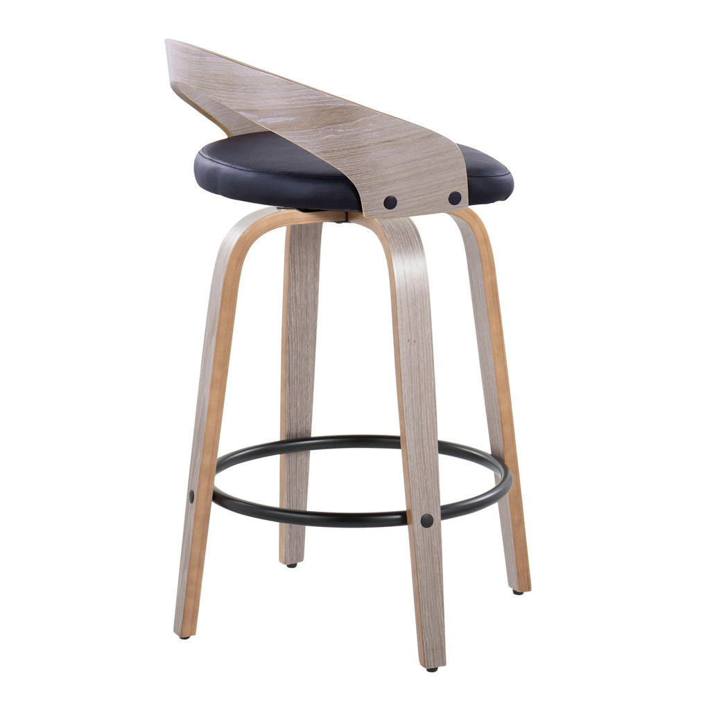 Grotto - Mid Century Modern Fixed Height Counter Stool with Swivel with Round Footrest (Set of 2)