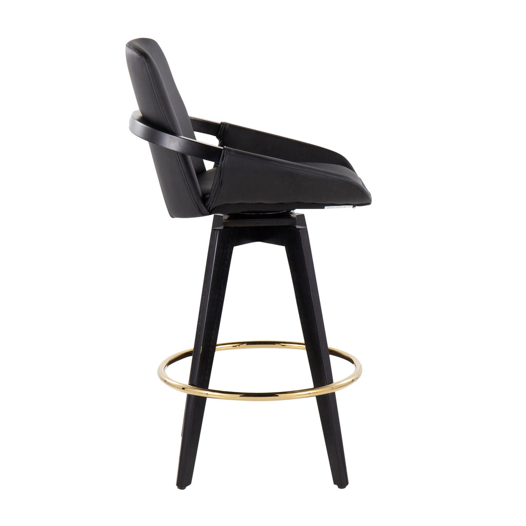 Cosmo - Contemporary Fixed Height Counter Stool with Swivel with Round Footrest (Set of 2)