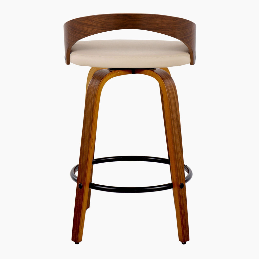Grotto - Mid Century Modern Fixed Height Counter Stool with Swivel with Round Footrest (Set of 2)