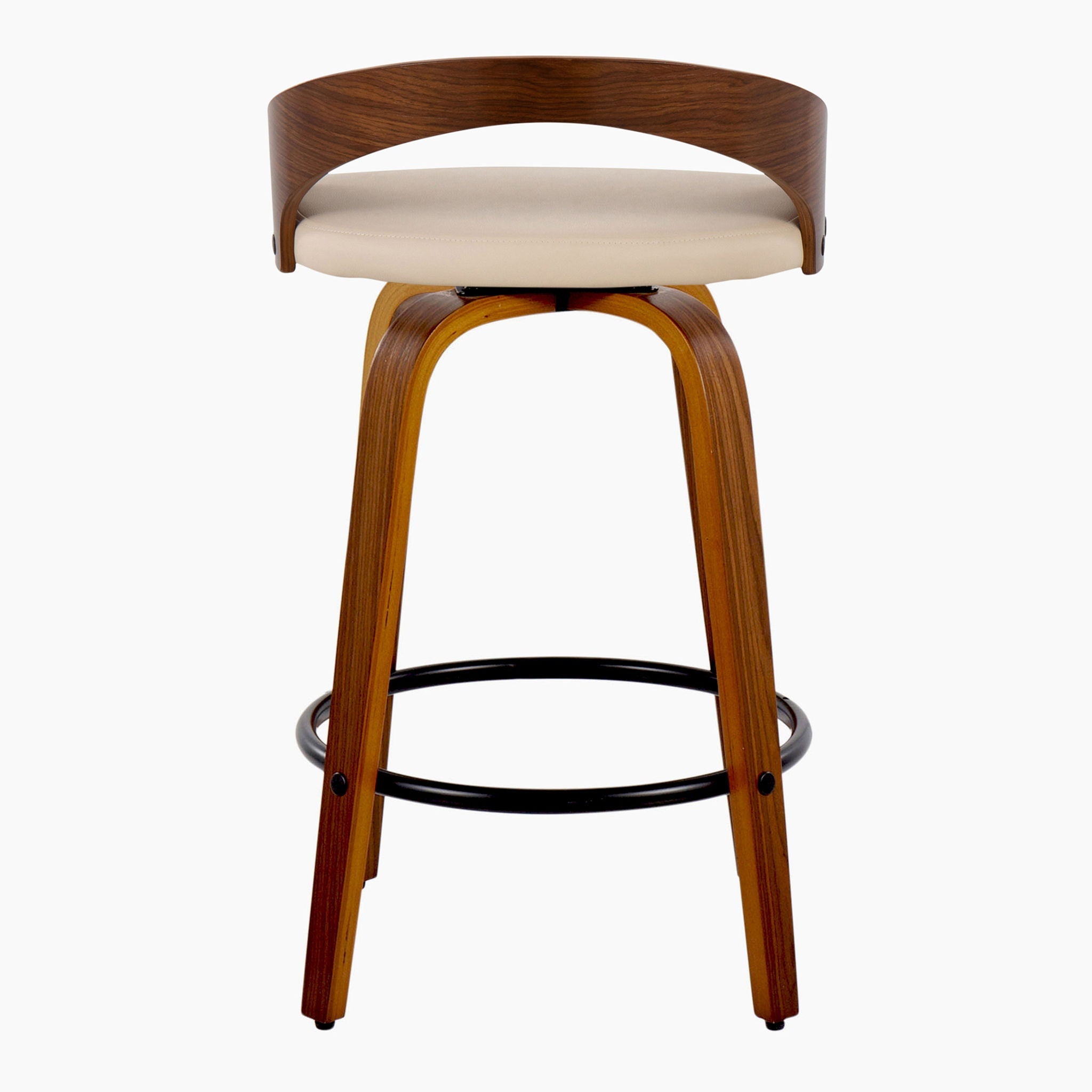 Grotto - Mid Century Modern Fixed Height Counter Stool with Swivel with Round Footrest (Set of 2)