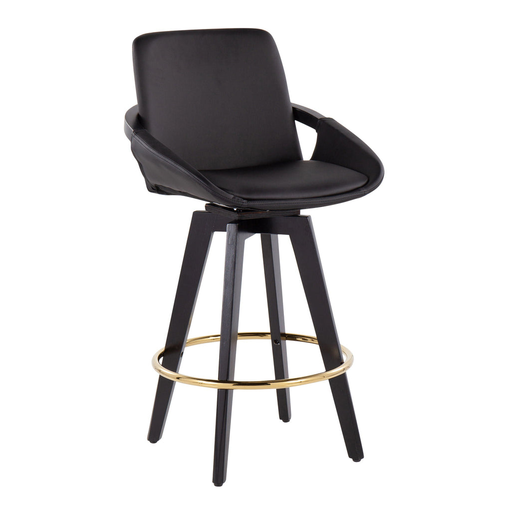Cosmo - Contemporary Fixed Height Counter Stool with Swivel with Round Footrest (Set of 2)