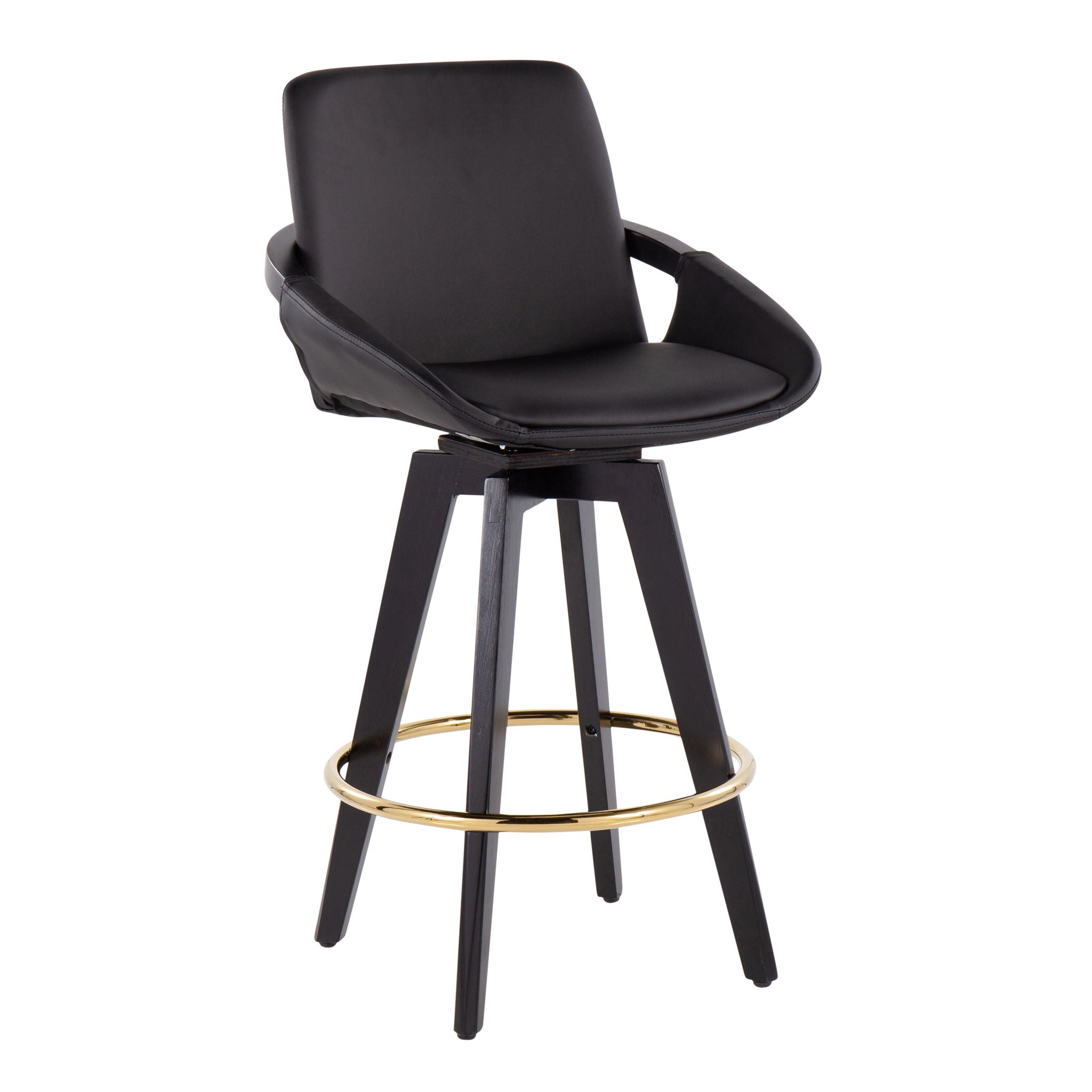 Cosmo - Contemporary Fixed Height Counter Stool with Swivel with Round Footrest (Set of 2)