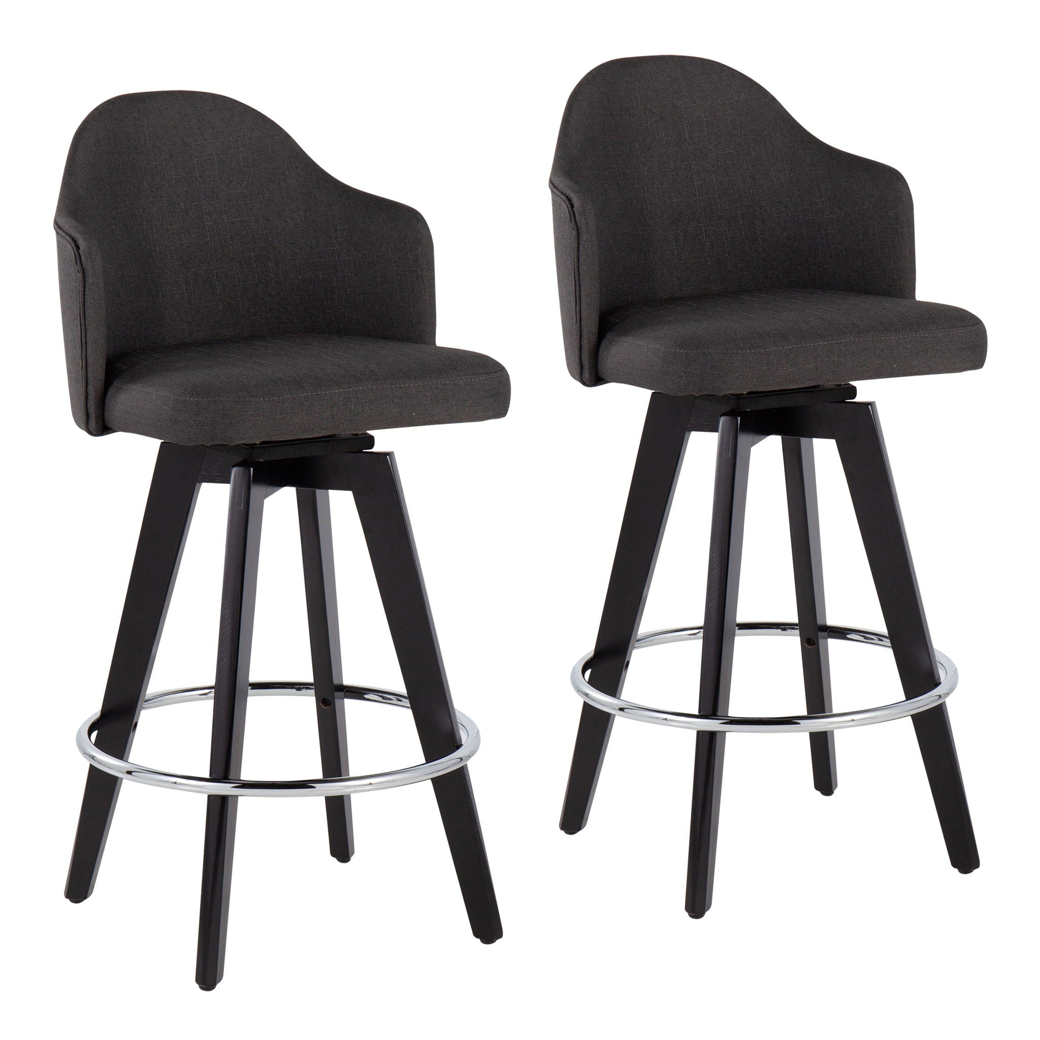 Ahoy - Contemporary Fixed Height Counter Stool with Round Footrest (Set of 2)