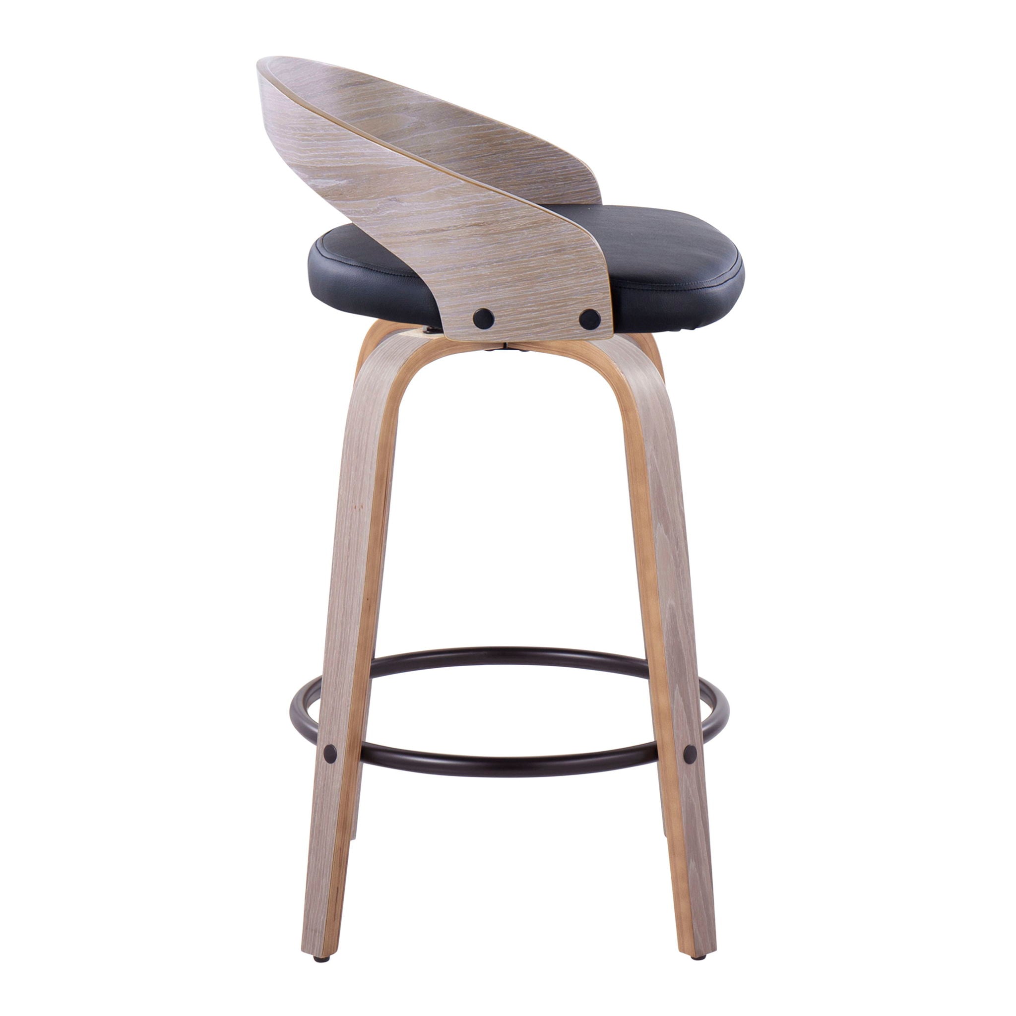 Grotto - Mid Century Modern Fixed Height Counter Stool with Swivel with Round Footrest (Set of 2)