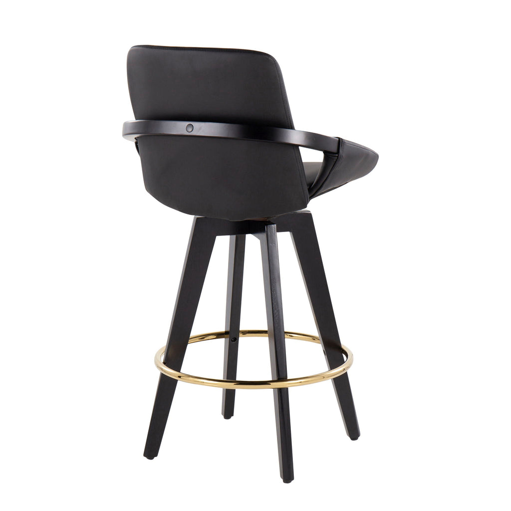 Cosmo - Contemporary Fixed Height Counter Stool with Swivel with Round Footrest (Set of 2)