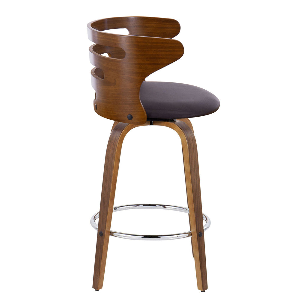 Cosini - Mid Century Modern Fixed Height Barstool with Swivel with Round Footrest (Set of 2)