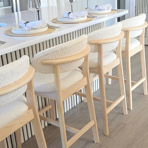 ACTU Counter Stools Set of 2 - Upholstered Bar Stools, Solid Wood, Mid-Century Modern