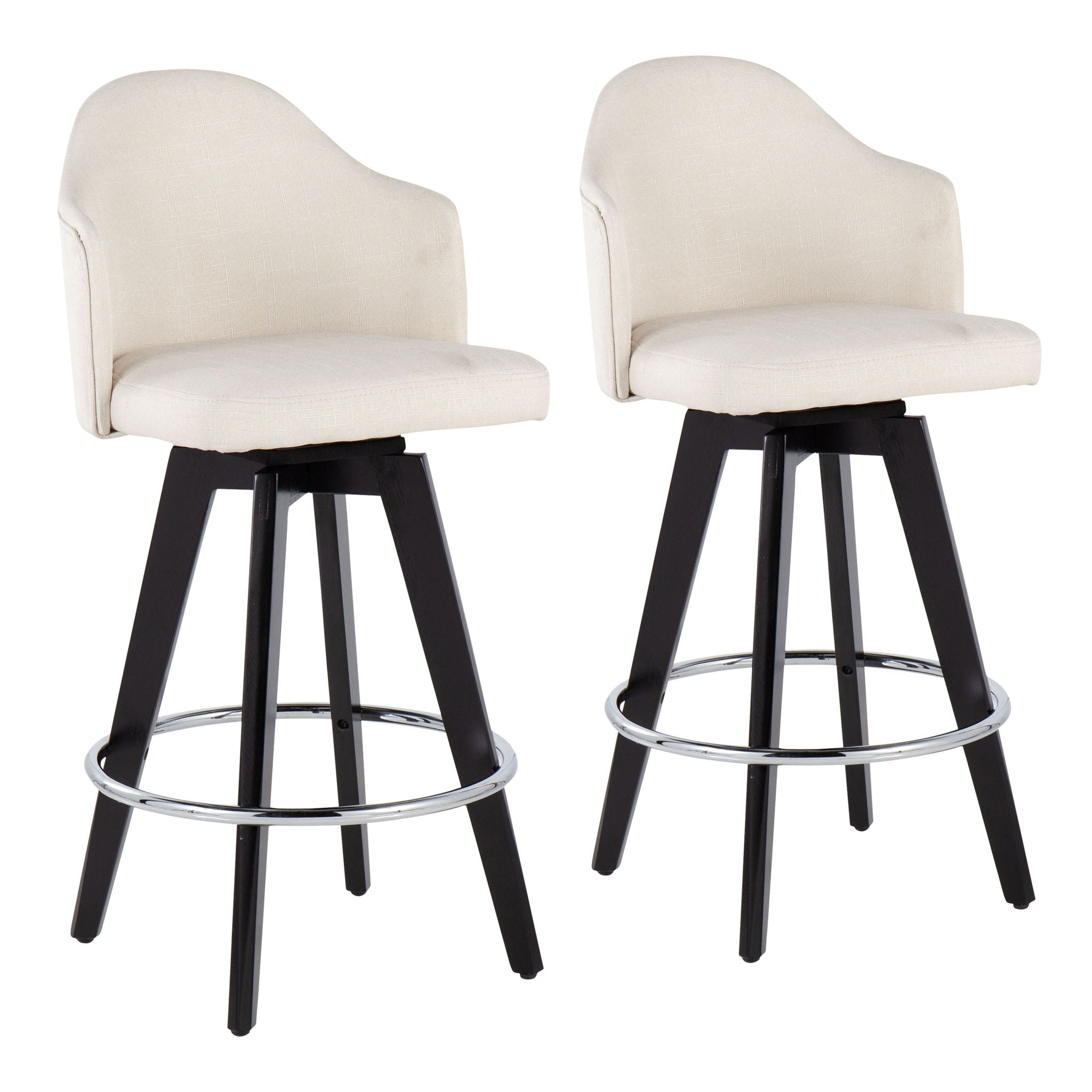 Ahoy - Contemporary Fixed Height Counter Stool with Round Footrest (Set of 2)