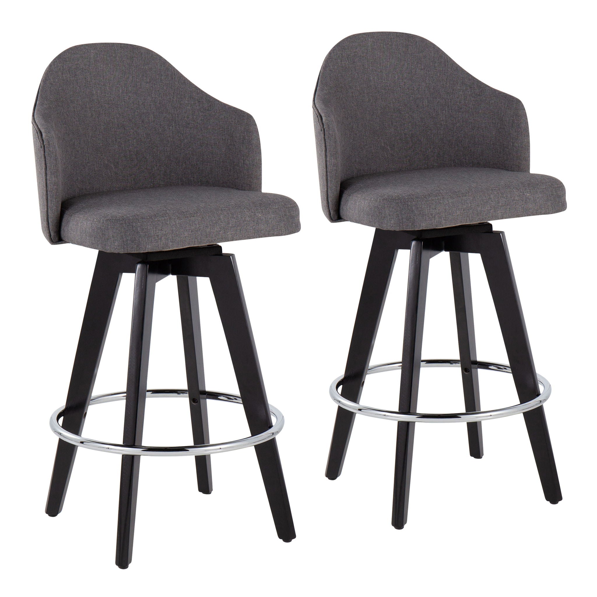Ahoy - Contemporary Fixed Height Counter Stool with Round Footrest (Set of 2)