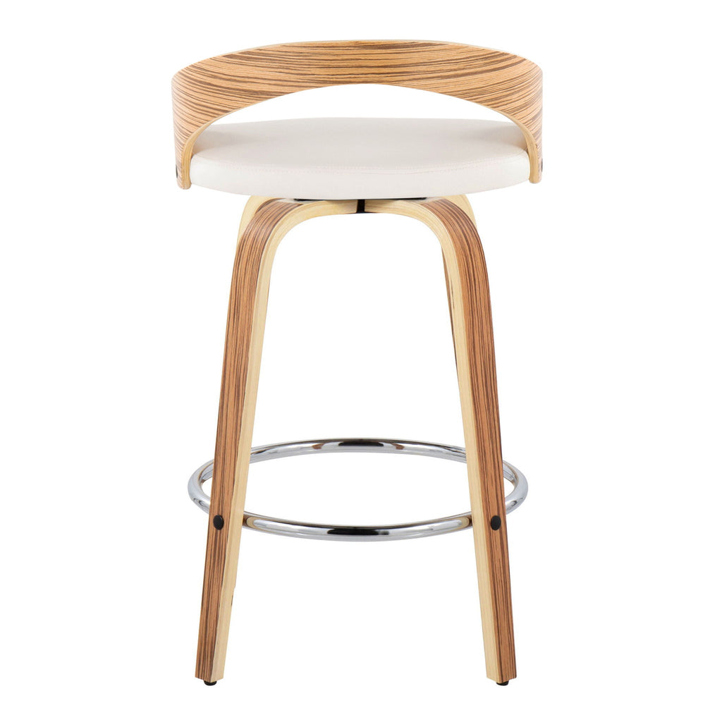 Grotto - Mid Century Modern Fixed Height Counter Stool with Swivel with Round Footrest (Set of 2)