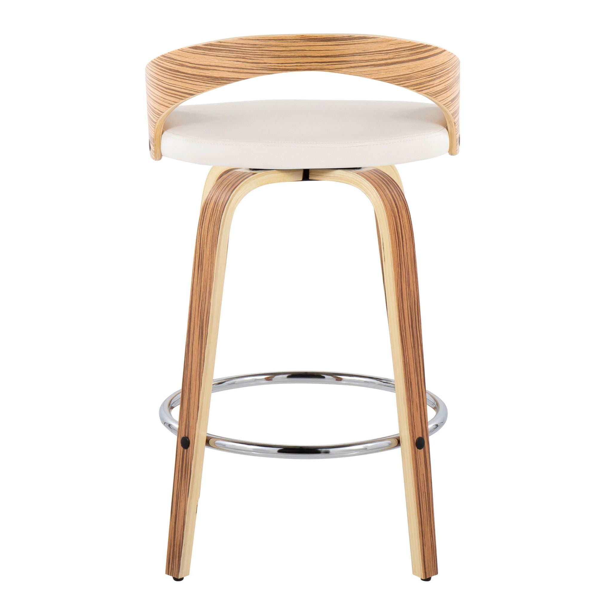Grotto - Mid Century Modern Fixed Height Counter Stool with Swivel with Round Footrest (Set of 2)