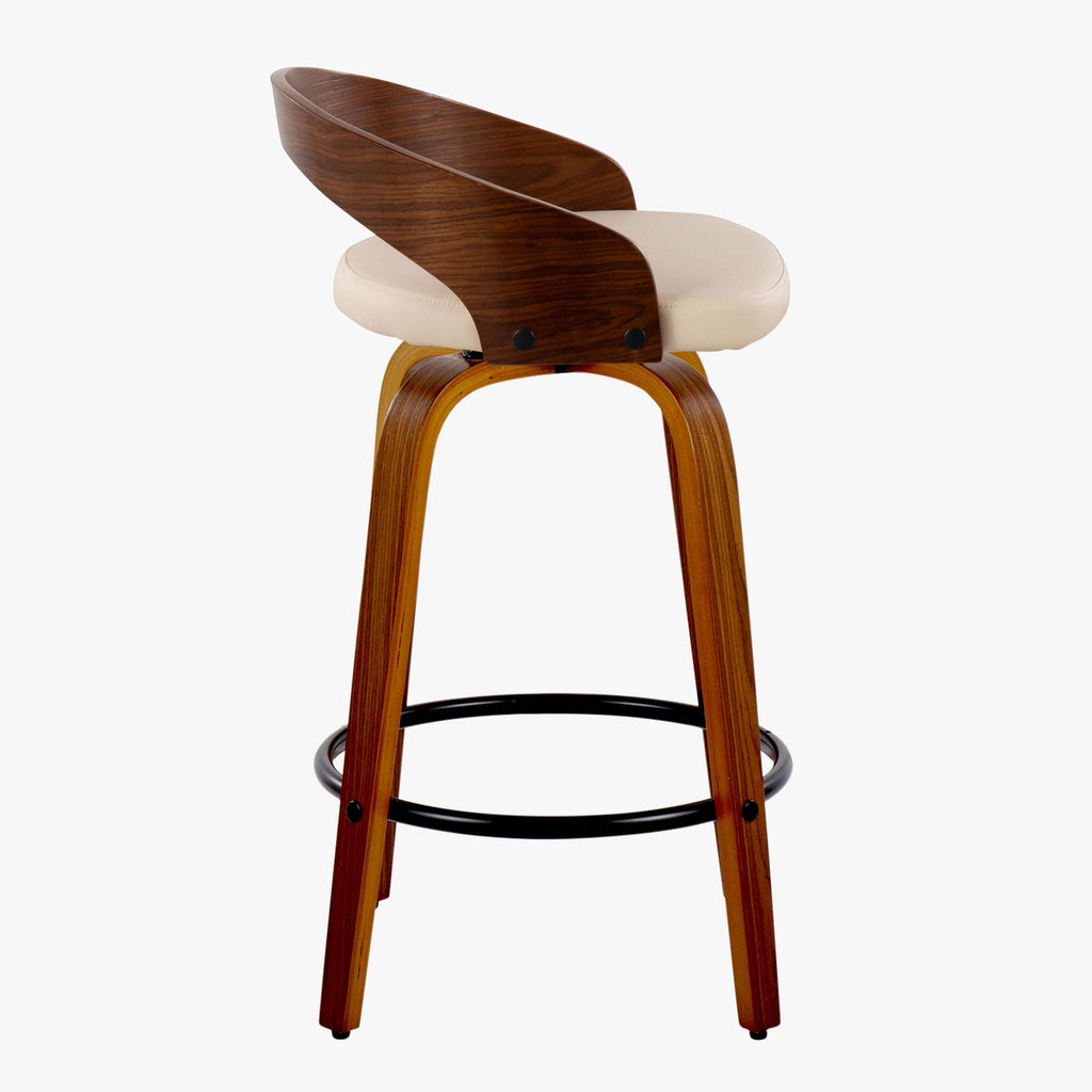 Grotto - Mid Century Modern Fixed Height Counter Stool with Swivel with Round Footrest (Set of 2)