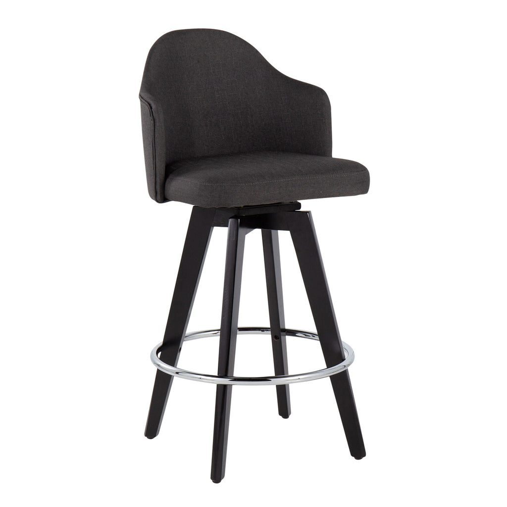 Ahoy - Contemporary Fixed Height Counter Stool with Round Footrest (Set of 2)