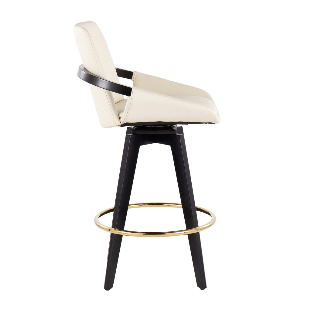 Cosmo - Contemporary Fixed Height Counter Stool with Swivel with Round Footrest (Set of 2)