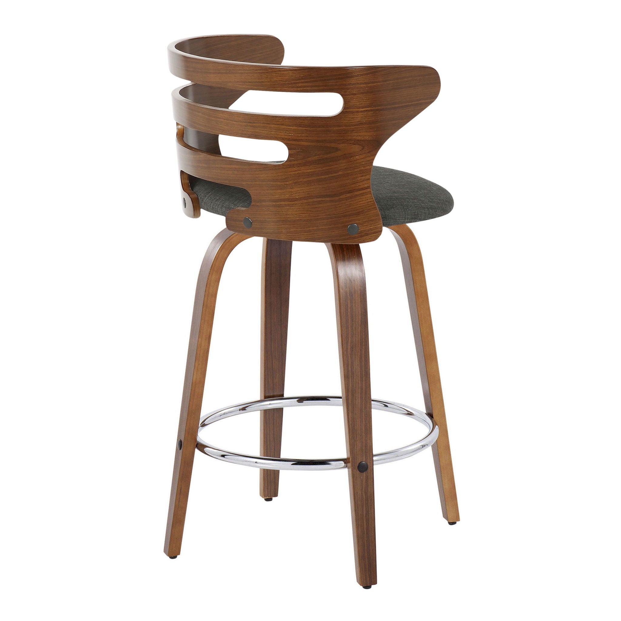 Cosini - Mid Century Modern Fixed Height Barstool with Swivel with Round Footrest (Set of 2)