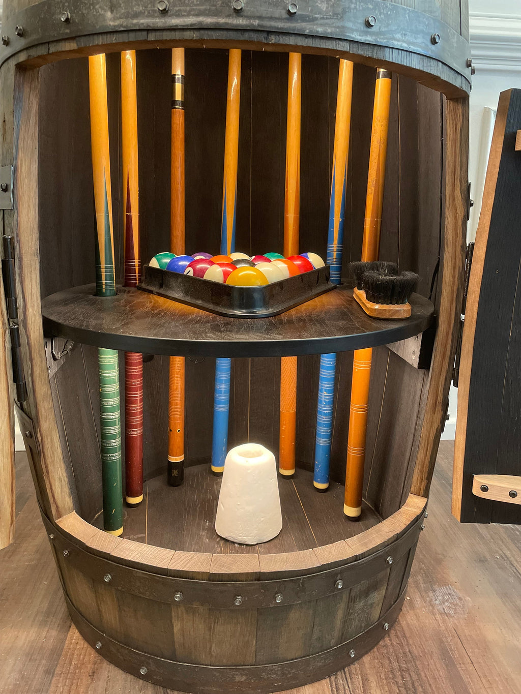 Whiskey Barrel Pool/Billiards Cabinet
