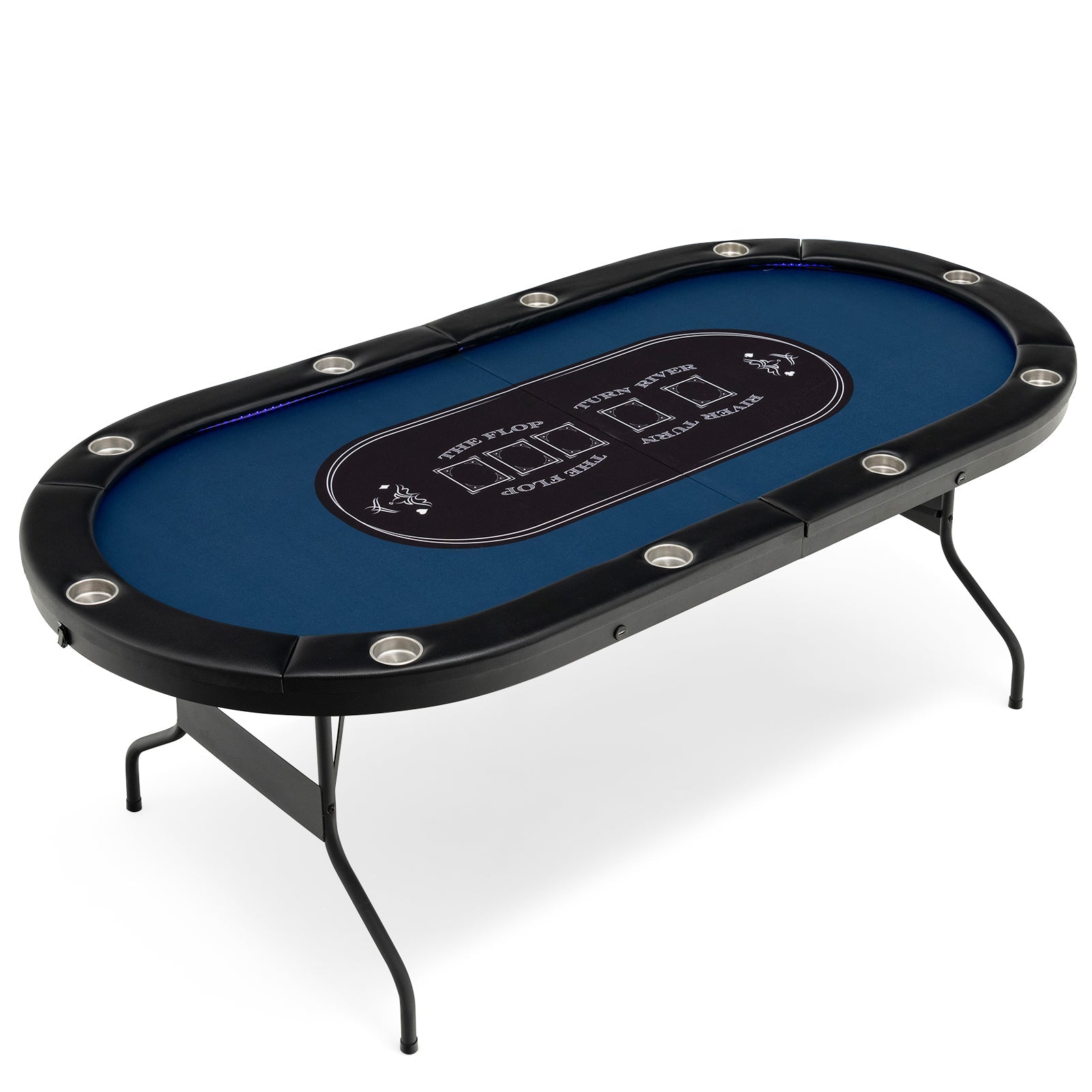 Full-Size 10-Player Poker Table with LED Lights