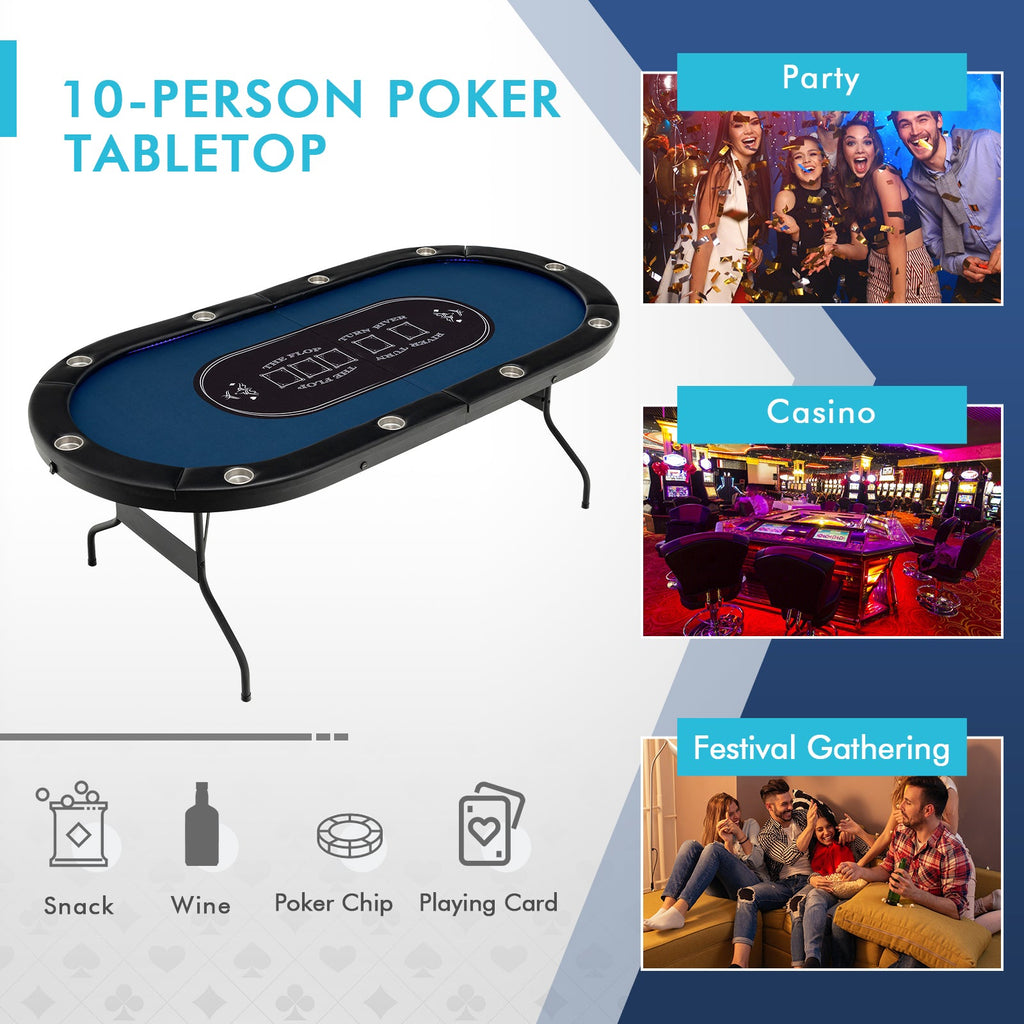 Full-Size 10-Player Poker Table with LED Lights